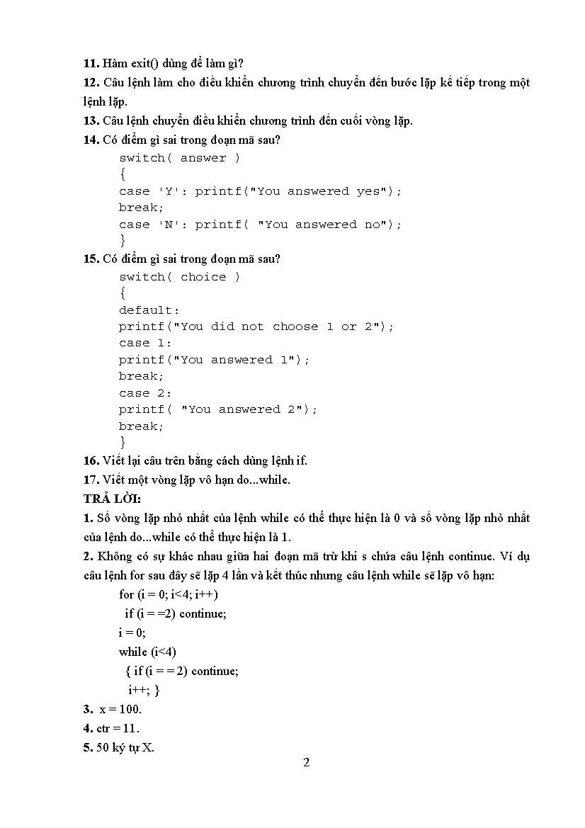 Tài liệu Bài tập C và C++ ( có lời giải) slide 2