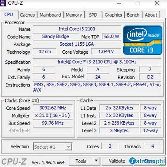 Tải CPU-Z, CPU Z 64bit, Kiểm tra CPU, Cấu hình máy tính phần cứng -tai