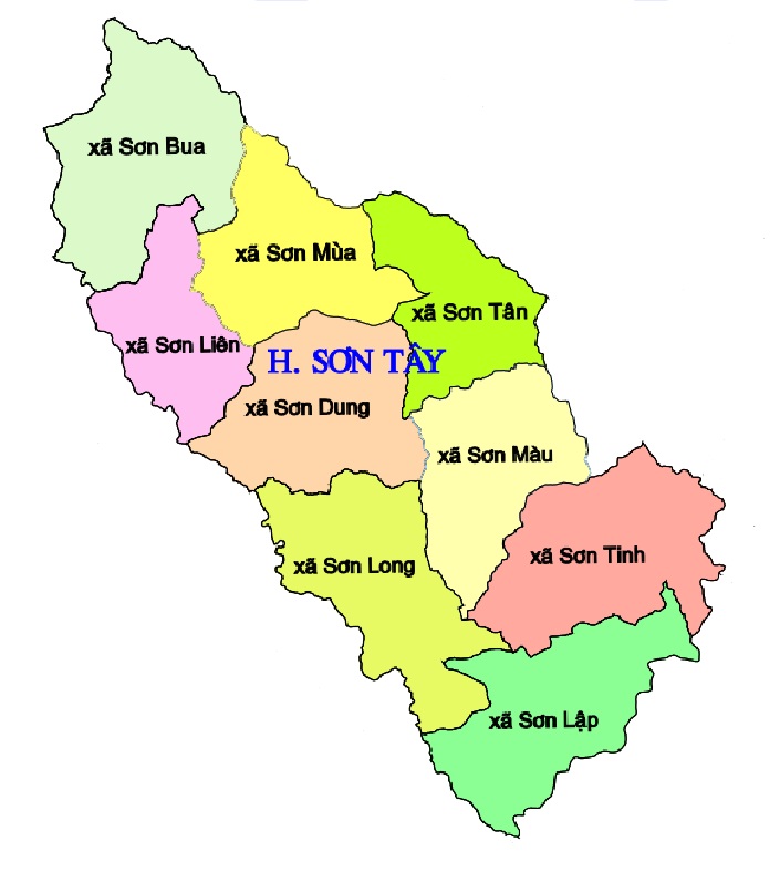 Bản đồ hành chính các xã tại thị xã Sơn Tây