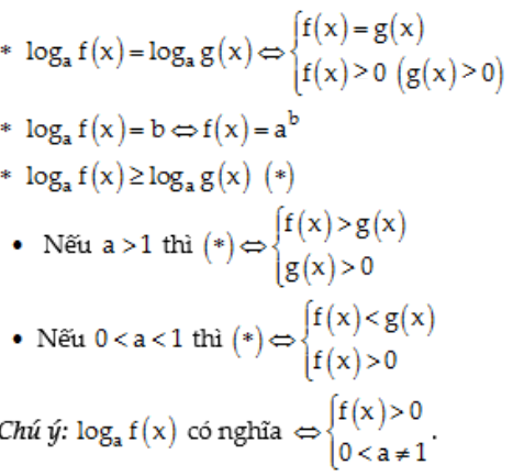 Công thức phương trình logarit để giải bài tập phương trình logarit