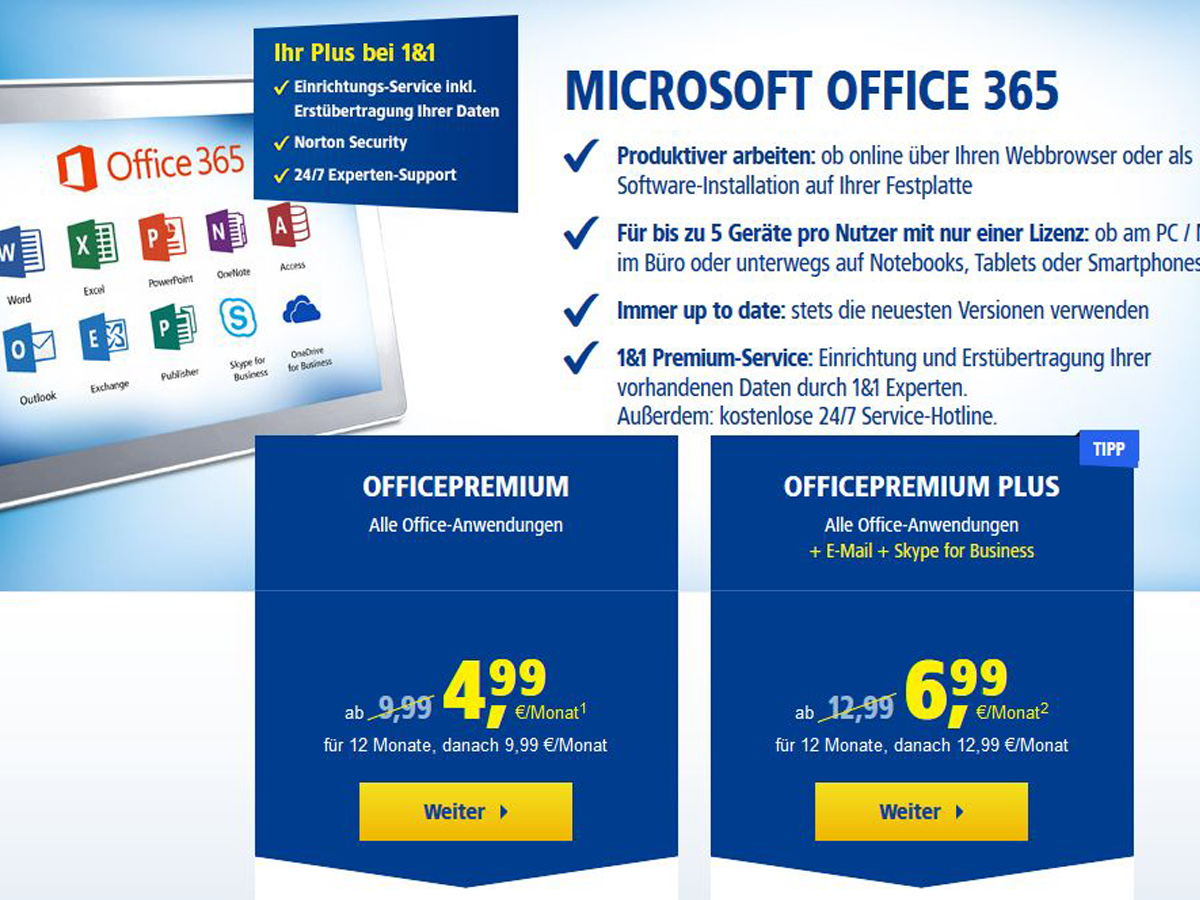 1&1 bietet ab sofort Microsoft Office 365 Deutschland an ...