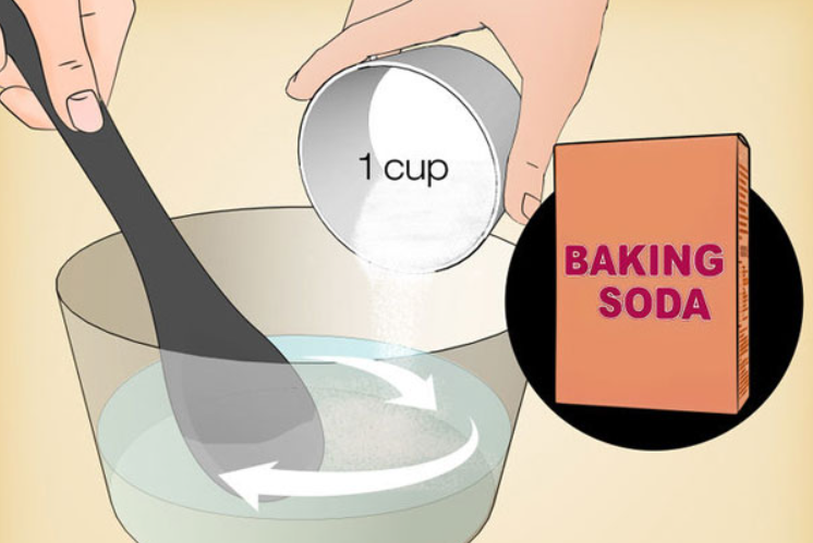 Baking soda, giấm và nước nóng